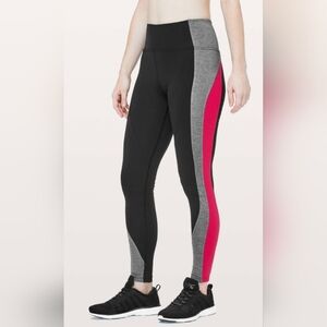Lululemon Get Going Train Tight 28"Black- Heathered Black- Flamenco Red Size 10